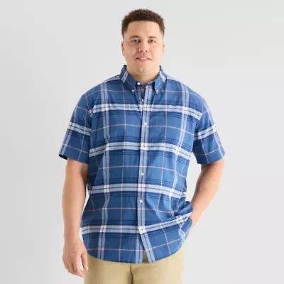St. John's Bay Performance Mens Short Sleeve Classic Fit Big and Tall Button-Down Shirt