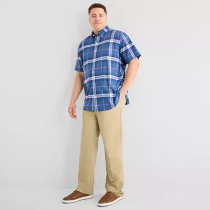 St. John's Bay Performance Mens Short Sleeve Classic Fit Big and Tall Button-Down Shirt