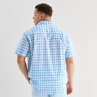 St. John's Bay Chambray Mens Short Sleeve Classic Fit Big and Tall Button-Down Shirt