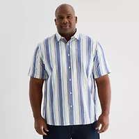 Shaquille O'Neal XLG™ Mens Short Sleeve Regular Fit Big and Tall Button-Down Shirt