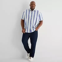 Shaquille O'Neal XLG™ Mens Short Sleeve Regular Fit Big and Tall Button-Down Shirt