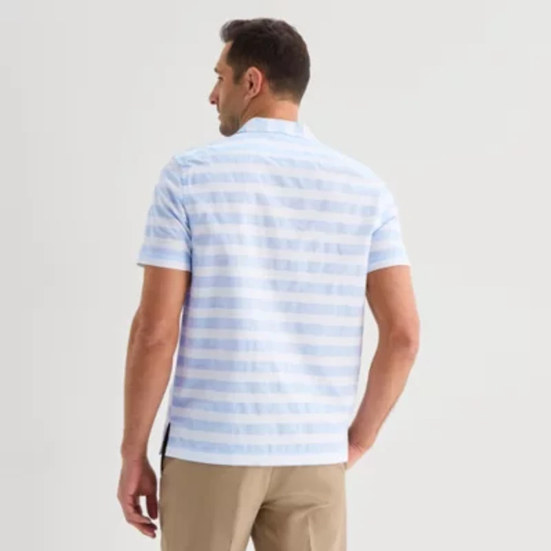 Stafford Stripe Mens Short Sleeve Regular Fit Button-Down Shirt