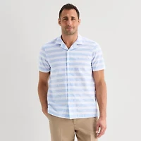 Stafford Stripe Mens Short Sleeve Regular Fit Button-Down Shirt