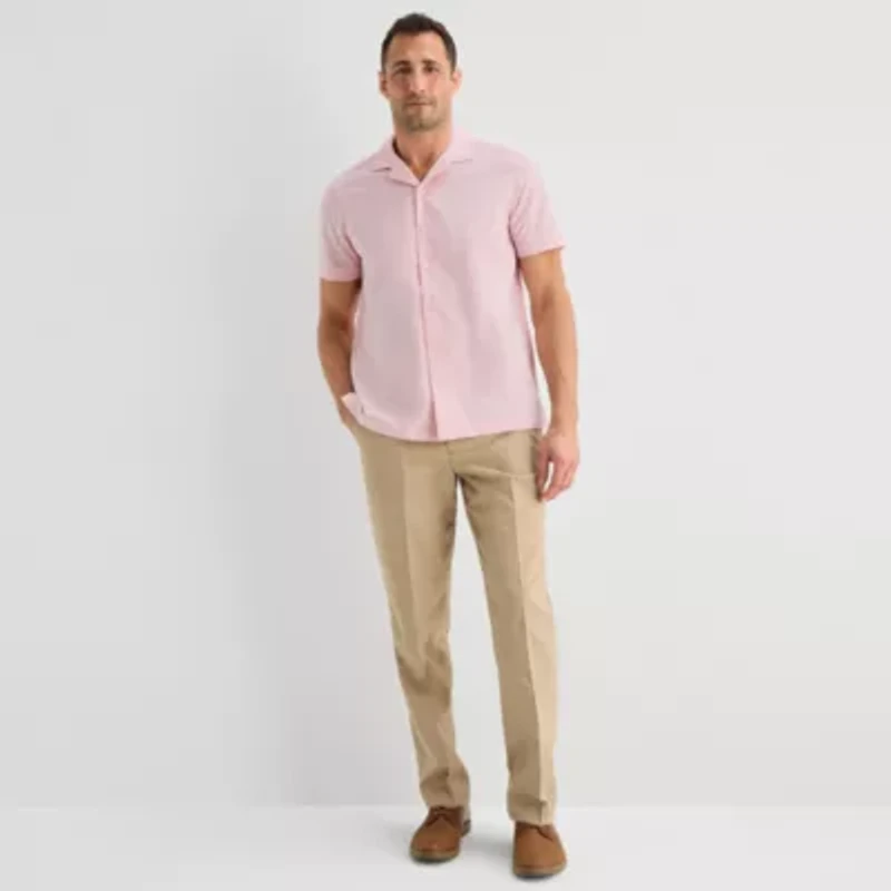 Stafford Chambray Mens Short Sleeve Regular Fit Button-Down Shirt