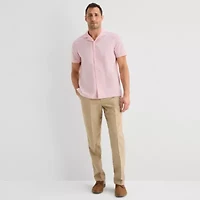 Stafford Chambray Mens Short Sleeve Regular Fit Button-Down Shirt