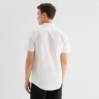 J. Ferrar Ultra Comfort Mens Short Sleeve Slim Fit Stretch Fabric Wrinkle Free Button-Down Shirt