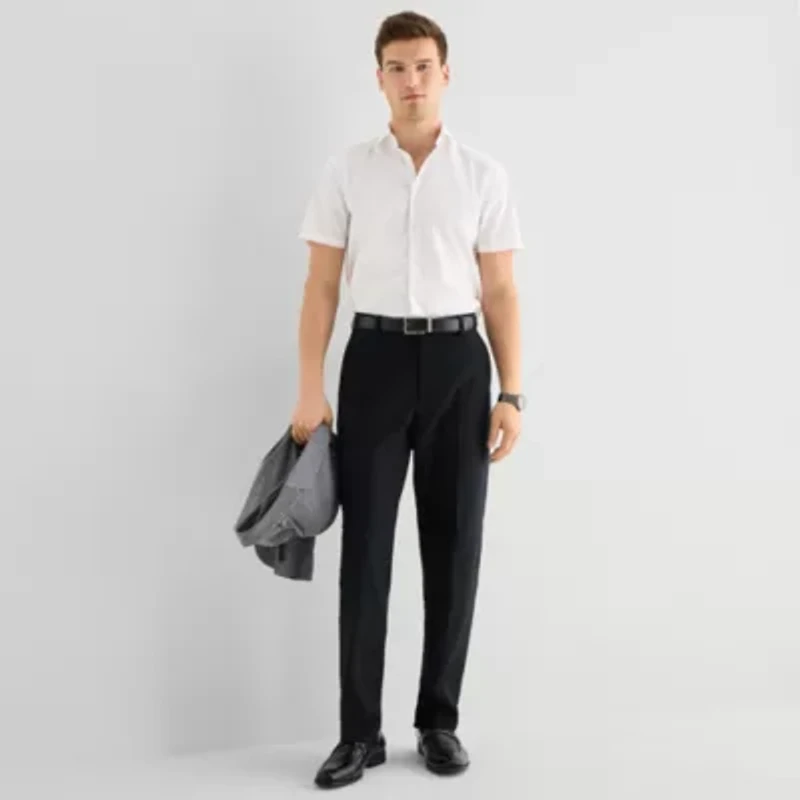 J. Ferrar Ultra Comfort Mens Short Sleeve Slim Fit Stretch Fabric Wrinkle Free Button-Down Shirt