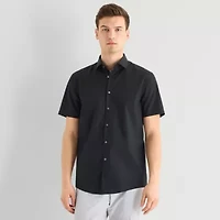 J. Ferrar Ultra Comfort Mens Short Sleeve Slim Fit Wrinkle Free Button-Down Shirt