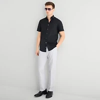 J. Ferrar Ultra Comfort Mens Short Sleeve Slim Fit Wrinkle Free Button-Down Shirt