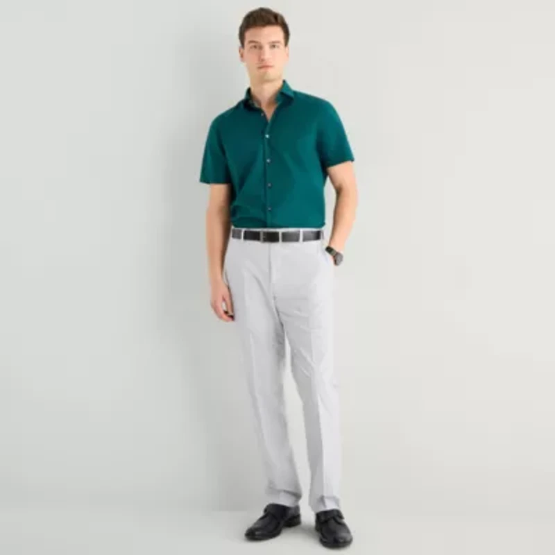 J. Ferrar Ultra Comfort Mens Short Sleeve Slim Fit Stretch Fabric Wrinkle Free Button-Down Shirt