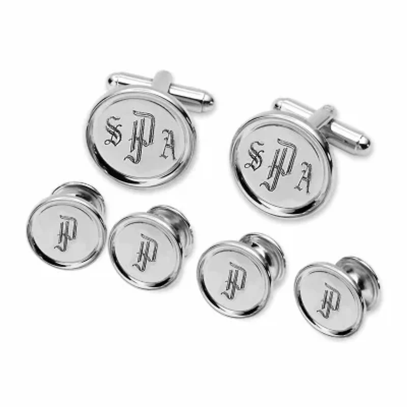 Personalized Formal Set Cuff Links & 4 Shirt Studs
