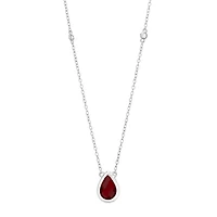 Womens Genuine Red Garnet Sterling Silver 18 Inch Pendant Necklace