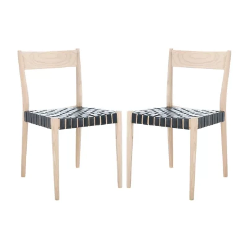 Eluned Dining Chair with Basket Woven Seat - Set of 2