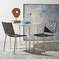 Wesson Leather Basket Woven Dining Chair - Set of 2