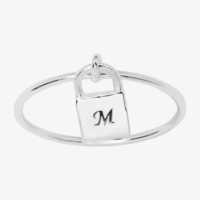Itsy Bitsy Padlock Initial Womens Sterling Silver Delicate Band