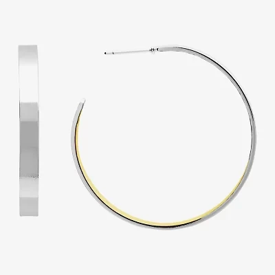 Silver Reflections Womens 14K Gold Over Brass 40mm Hypoallergenic Hoop Earrings
