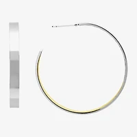 Silver Reflections Womens 14K Gold Over Brass 40mm Hypoallergenic Hoop Earrings