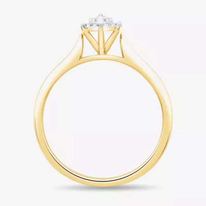 Unisex Adult 3/8 CT. T.W. Natural White Diamond 10K Gold Marquise Halo Side Stone Ring Set