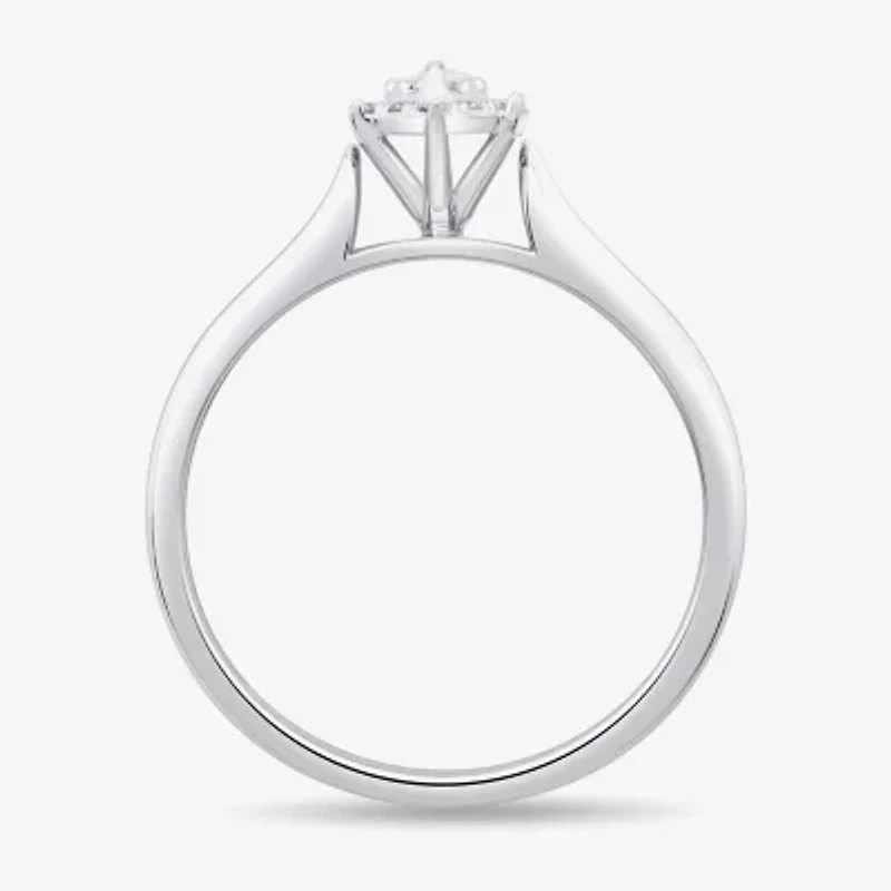 Unisex Adult 3/8 CT. T.W. Natural White Diamond 10K White Gold Marquise Halo Side Stone Ring Set
