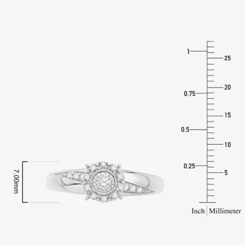 Unisex Adult 1/3 CT. T.W. Natural White Diamond 10K White Gold Round Halo Side Stone Ring Set
