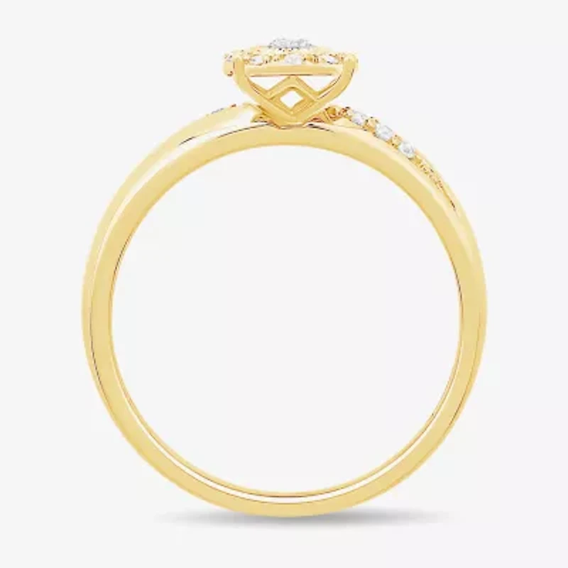 Unisex Adult 1/3 CT. T.W. Natural White Diamond 10K White Gold Round Halo Side Stone Ring Set