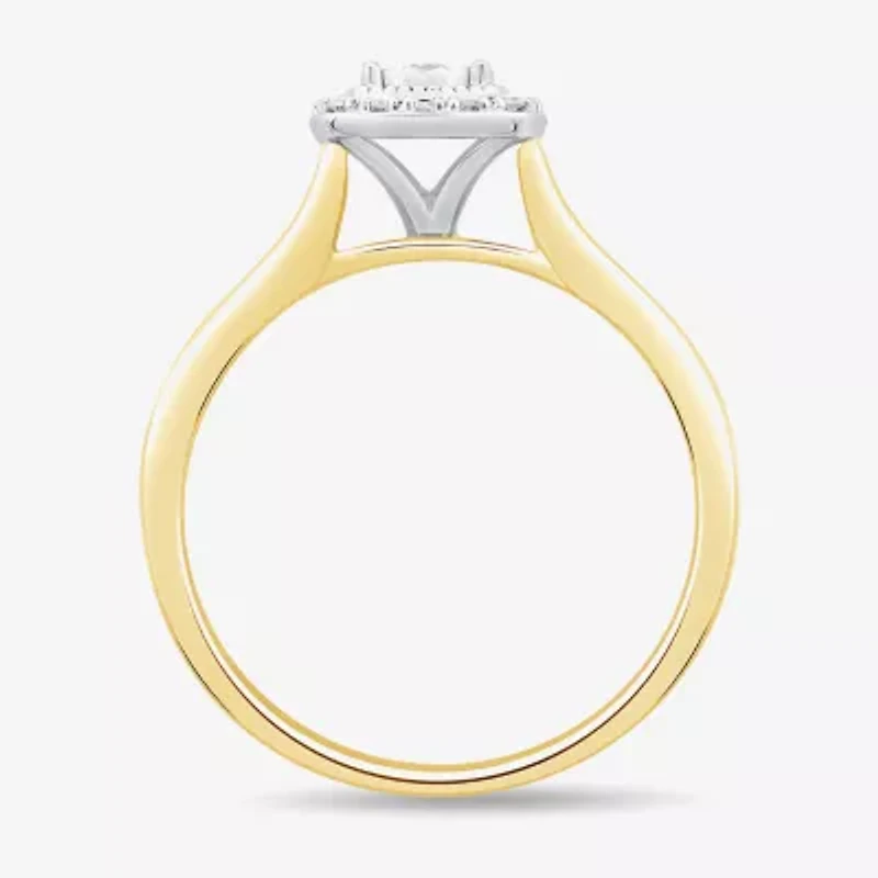 Unisex Adult 1/2 CT. T.W. Natural White Diamond 10K Gold Cushion Halo Side Stone Ring Set