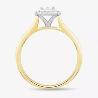 Unisex Adult 1/2 CT. T.W. Natural White Diamond 10K Gold Cushion Halo Side Stone Ring Set
