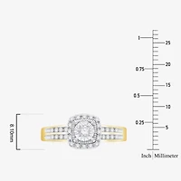 Unisex Adult 1/2 CT. T.W. Natural White Diamond 10K Gold Cushion Halo Side Stone Ring Set