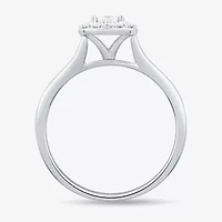 Unisex Adult 1/2 CT. T.W. Natural White Diamond 10K White Gold Cushion Halo Side Stone Ring Set