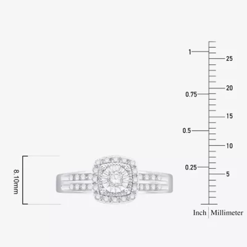 Unisex Adult 1/2 CT. T.W. Natural White Diamond 10K White Gold Cushion Halo Side Stone Ring Set