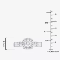 Unisex Adult 1/2 CT. T.W. Natural White Diamond 10K White Gold Cushion Halo Side Stone Ring Set