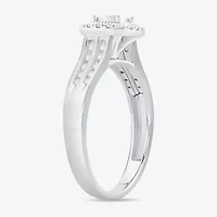 Unisex Adult 1/2 CT. T.W. Natural White Diamond 10K White Gold Cushion Halo Side Stone Ring Set