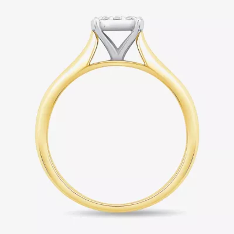 Unisex Adult 1/3 CT. T.W. Natural White Diamond 10K Gold Round Halo Side Stone Ring Set