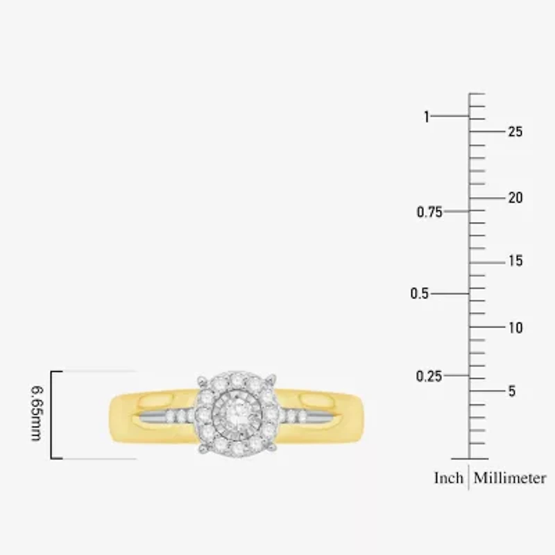 Unisex Adult 1/3 CT. T.W. Natural White Diamond 10K Gold Round Halo Side Stone Ring Set