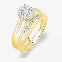 Unisex Adult 1/3 CT. T.W. Natural White Diamond 10K Gold Round Halo Side Stone Ring Set