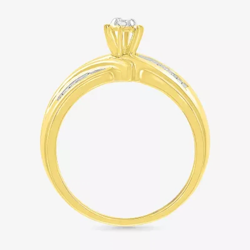 4.80mm Unisex Adult 1/3 CT. T.W. Natural White Diamond 10K Gold Round Side Stone Wedding Ring Set