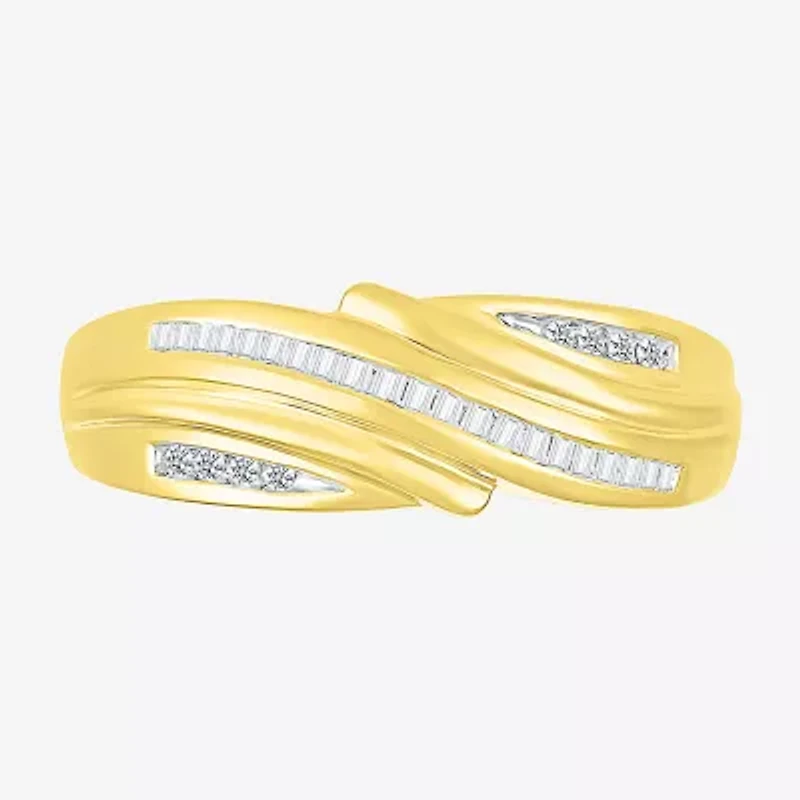 4.80mm Unisex Adult 1/3 CT. T.W. Natural White Diamond 10K Gold Round Side Stone Wedding Ring Set