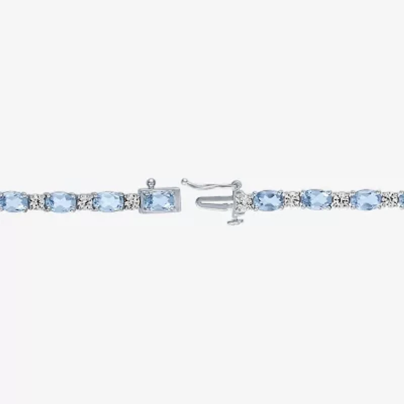 Gemstone Sterling Silver Oval 7.5 Inch Tennis Bracelet