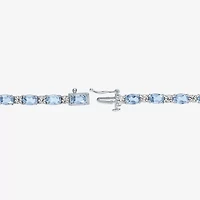 Gemstone Sterling Silver Oval 7.5 Inch Tennis Bracelet