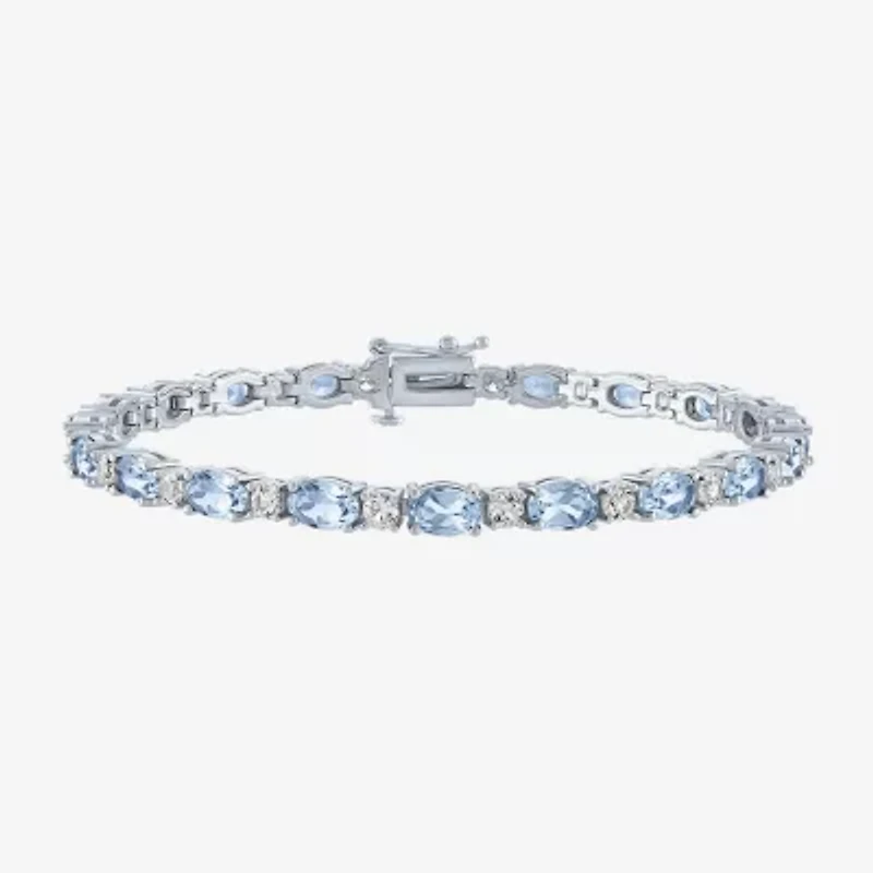Gemstone Sterling Silver Oval 7.5 Inch Tennis Bracelet
