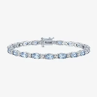 Gemstone Sterling Silver Oval 7.5 Inch Tennis Bracelet