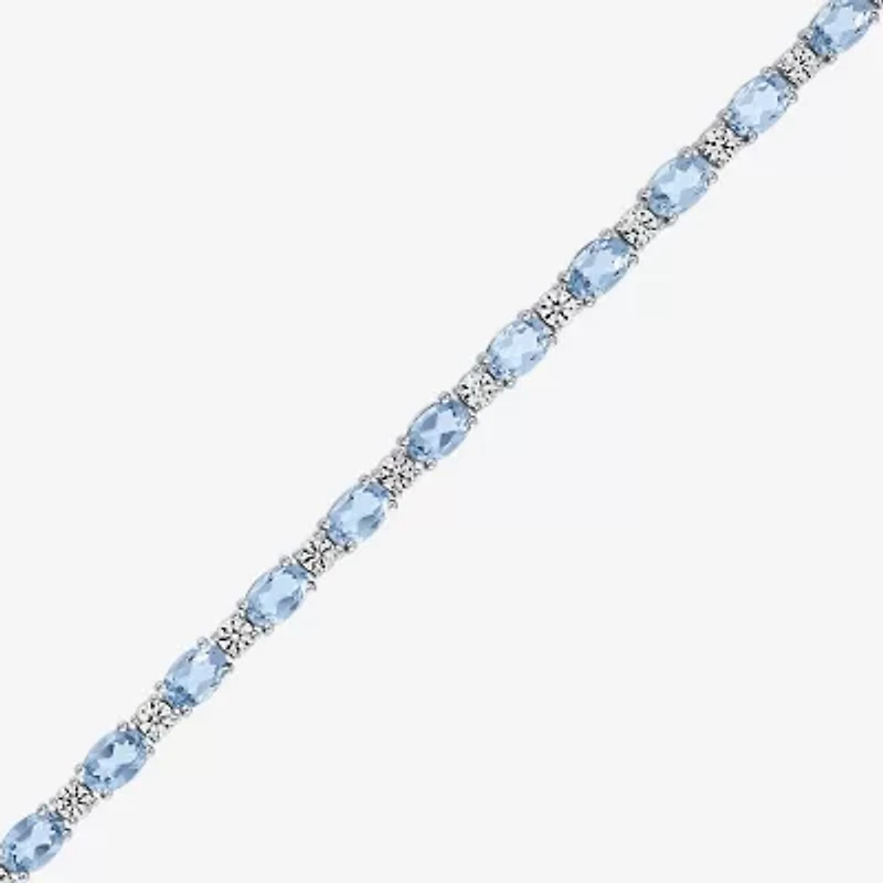 Gemstone Sterling Silver Oval 7.5 Inch Tennis Bracelet