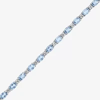Gemstone Sterling Silver Oval 7.5 Inch Tennis Bracelet