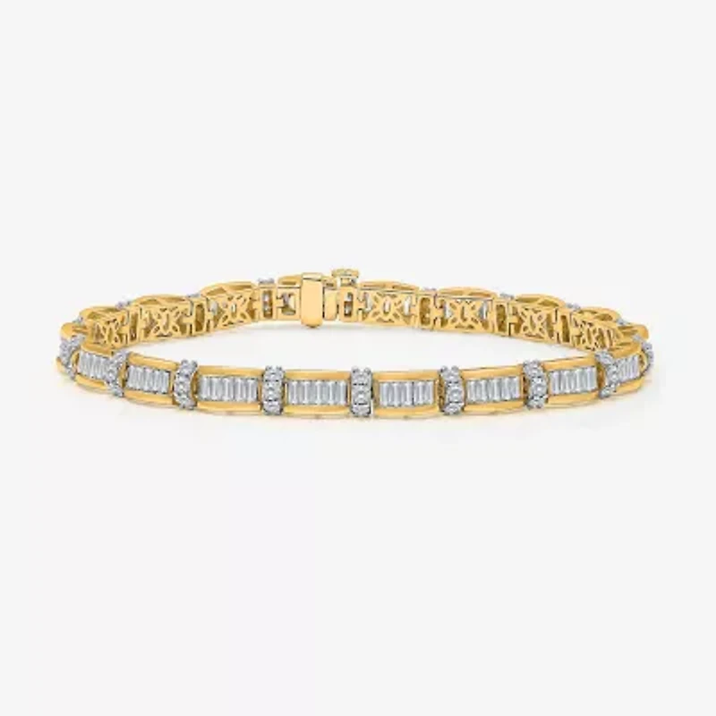 (I / I1) Womens 10K White Gold 7.25 Inch Link Bracelet