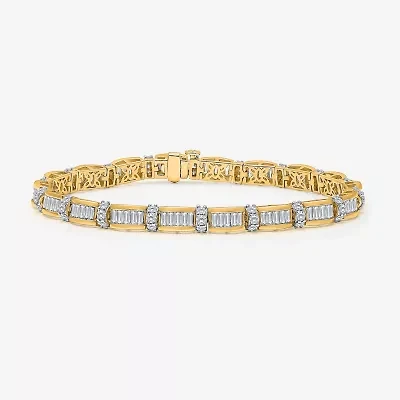 (I / I1) Womens 10K White Gold 7.25 Inch Link Bracelet