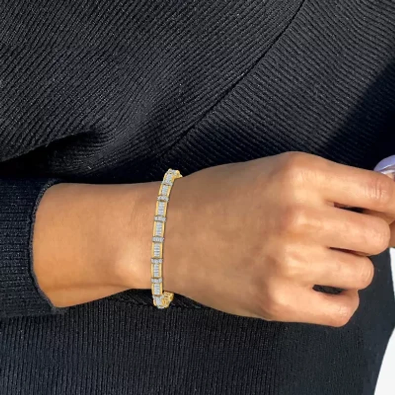 (I / I1) Womens 10K White Gold 7.25 Inch Link Bracelet