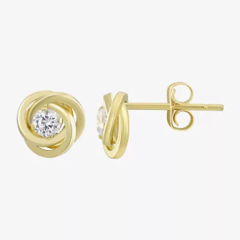 Cubic Zirconia Love Knot Earrings 14K Gold