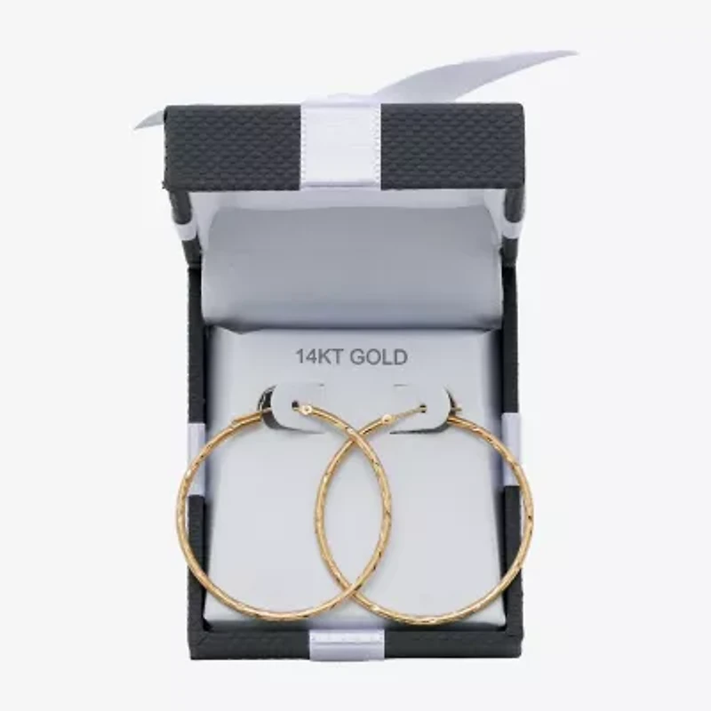 Womens 14K Gold 37mm Hoop Earrings