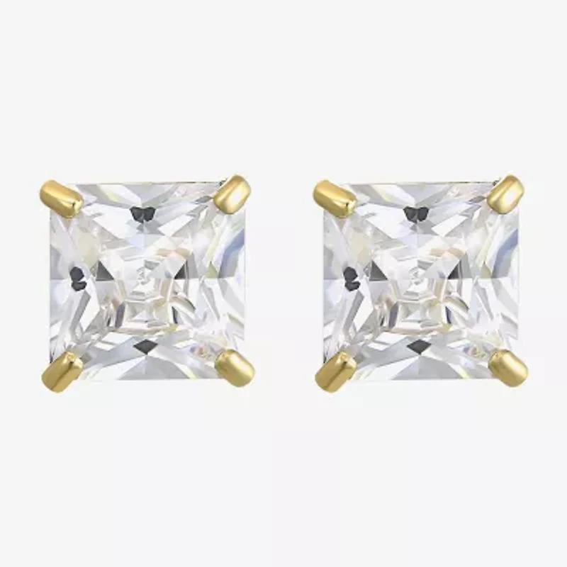 Princess-Cut Cubic Zirconia 10K Gold Stud Earrings