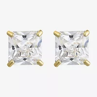 Princess-Cut Cubic Zirconia 10K Gold Stud Earrings